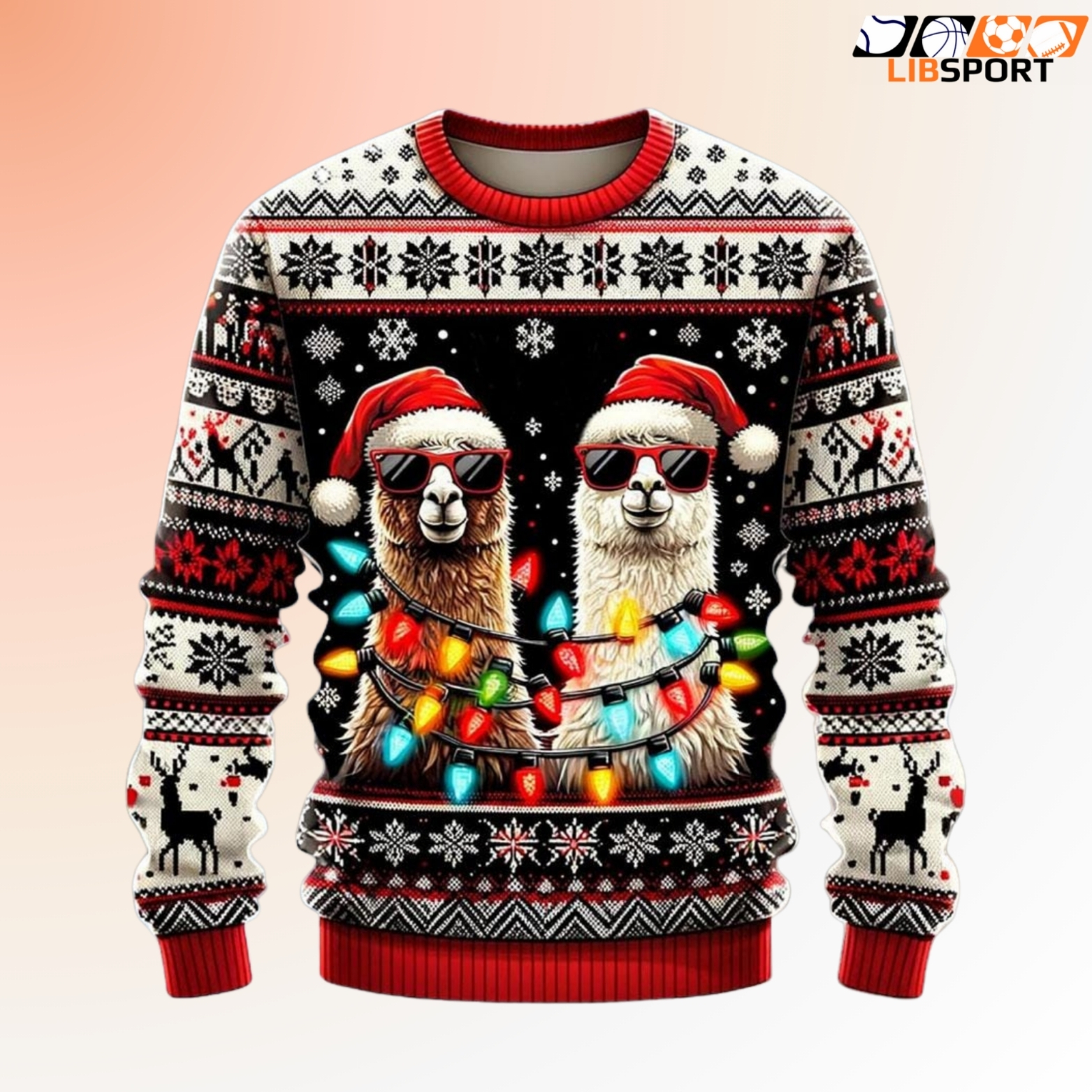 Llama Christmas Sweater, Funny Xmas Lights Alpaca Jumper, Cute Holiday Gift For Llama Lovers